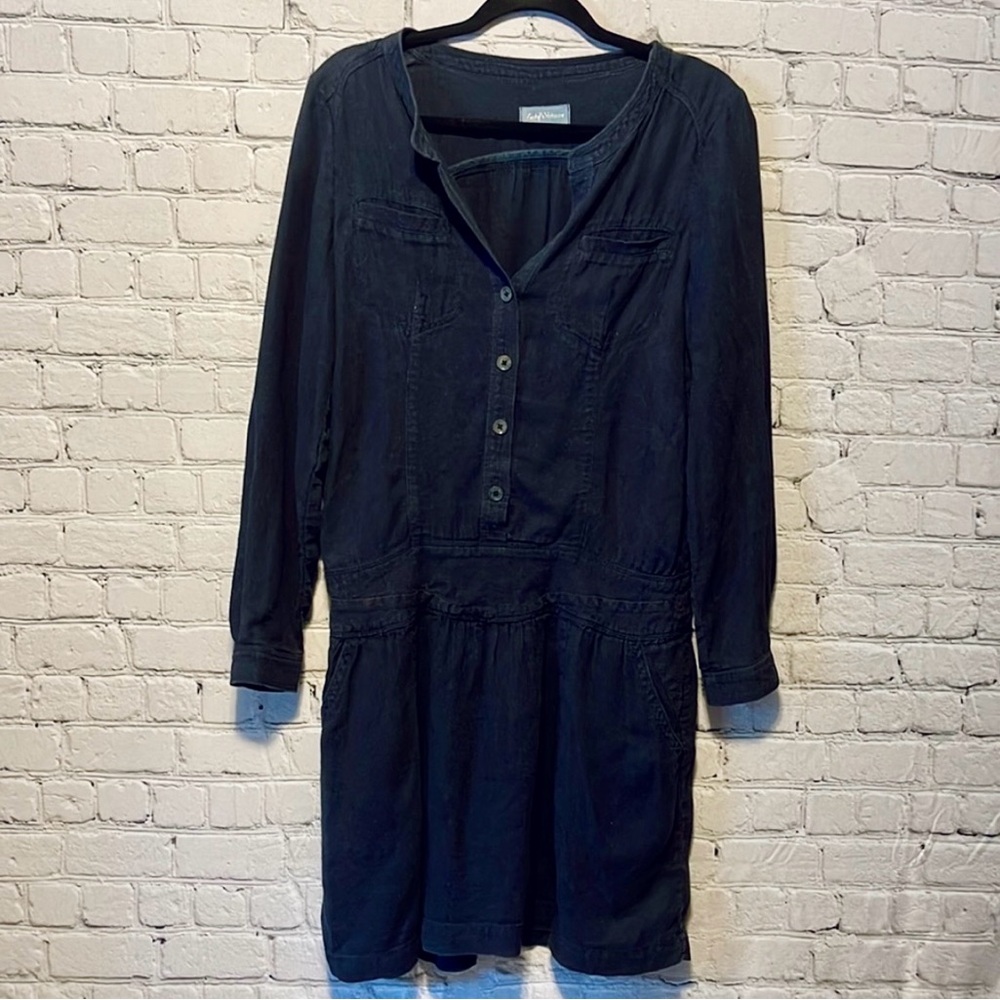 ZADIG & Voltaire Dress Size Small Cotton Linen Navy Blue Pockets Drop Wa…